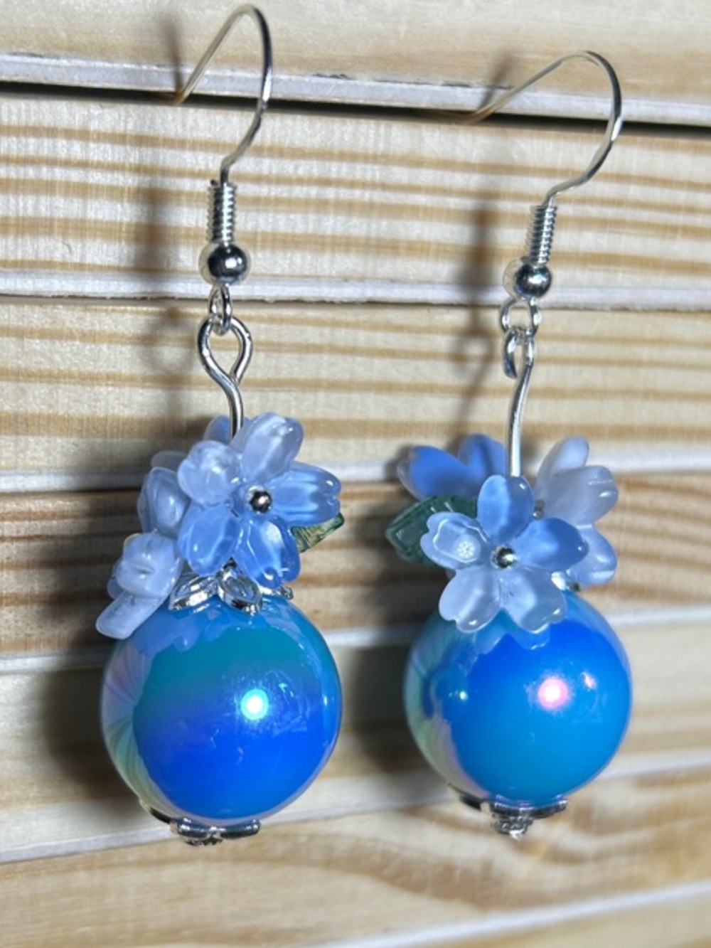 3/$25 Blue Floral Drop Earrings